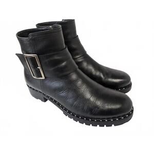 Ron White Italy Women Biker Ankle Boots Black Leather US 7.5